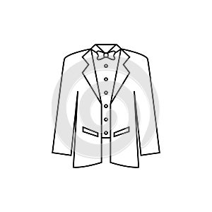 Tuxedo icon vector. Dinner jacket illustration sign. Suit symbol or logo.