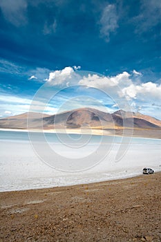 Tuyajto Lagoon and salt lake in the Atacama Desert, Chile