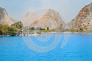 Tuyet Tinh Coc lake , Natural color Blue lake at Trai Son mountain, Hai phong, Vietnam