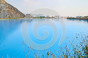 Tuyet Tinh Coc lake , Natural color Blue lake at Trai Son mountain, Hai phong, Vietnam