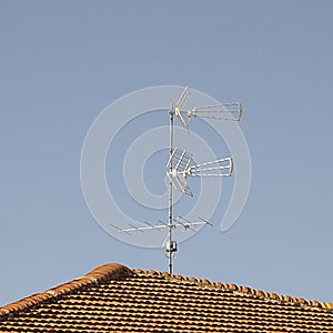 TV aerial mounted above the roof