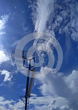 tv antenna. The digital TV antenna on blue sky
