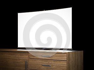 Tv with blank screen. 3d rendering