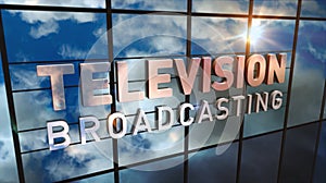 TV broadcast glass mirrored building with mirrored sky 3d illustration