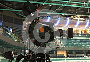 TV broadcast hockey, TV camera, photo