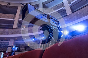 Tv broadcast from the theater. TV camera in a concert hall.