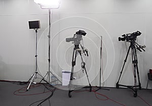 TV camera in the press conference room.