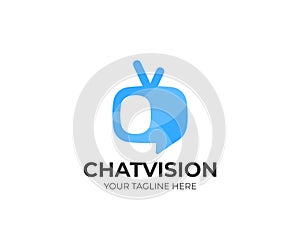 TV chat logo template. Television vector design