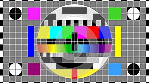 TV colour bars test card screen. SMPTE Television Color Test Calibration Bars. Test card. SMPTE color bars. Graphic for footage vi