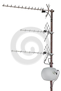 TV communication aerials, residential, isolated photo