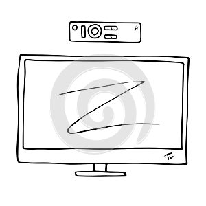 TV Computer Screen monitor sketch doodle vector