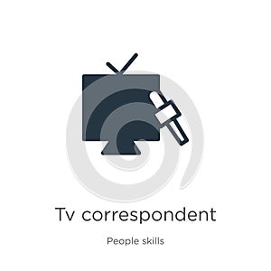 Tv correspondent icon vector. Trendy flat tv correspondent icon from people skills collection isolated on white background. Vector