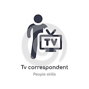 tv correspondent outline icon. isolated line vector illustration from people skills collection. editable thin stroke tv