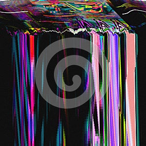 TV Glitch psychedelic Noise background Old VHS screen error Digital pixel noise abstract design Computer bug. Television