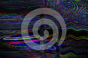 TV Glitch psychedelic Noise background Old VHS screen error Digital pixel noise abstract design Computer bug. Television