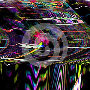 TV Glitch psychedelic Noise background Old VHS screen error Digital pixel noise abstract design Computer bug. Television