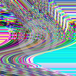 TV Glitch psychedelic Photo background Old VHS screen error Digital pixel noise abstract design Computer bug. Television