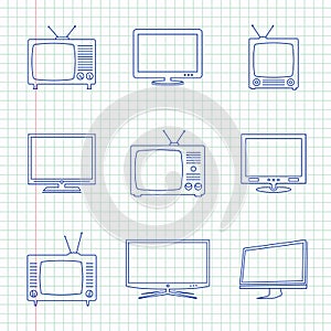TV hand drawn icons
