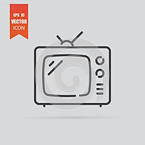 TV icon in flat style isolated on grey background