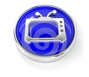 TV icon on glossy blue round button