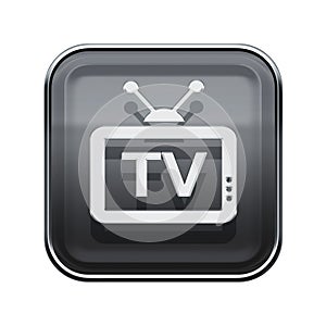 TV icon glossy grey.