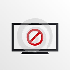 TV icon with not allowed sign. TV icon and block, forbidden, prohibit symbol