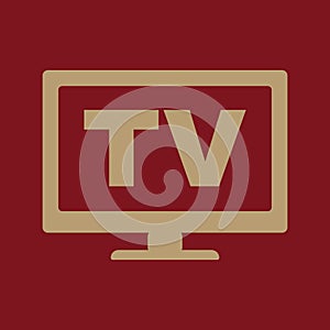 The tv icon. Television and telly, telecasting, broadcast symbol. Flat