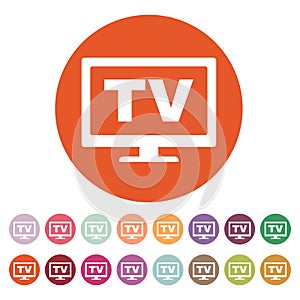 The tv icon. Television and telly, telecasting, broadcast symbol. Flat