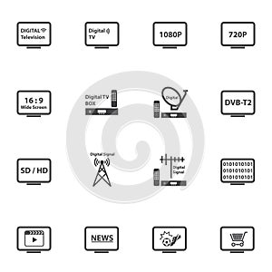 TV icons set, Digital Television concept