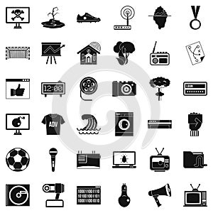 TV icons set, simple style