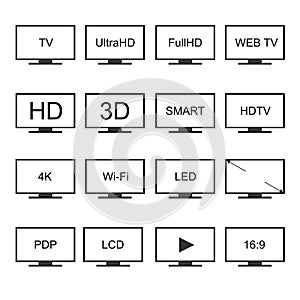 TV icons vector set.