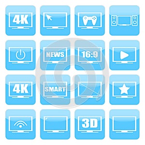 TV icons vector set. TV screens on a white background. TV isolated silhouettes.