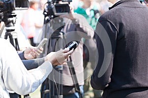 TV interview during press conference