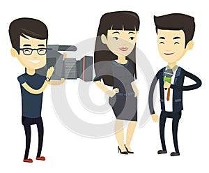 TV interview vector illustration.