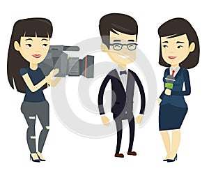 TV interview vector illustration.