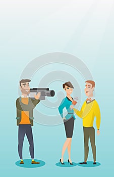 TV interview vector illustration.