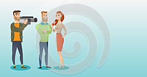 TV interview vector illustration.