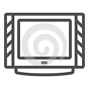 TV with kinescope CRT line icon, monitors and TV concept, cathode ray tube vector sign on white background, outline photo