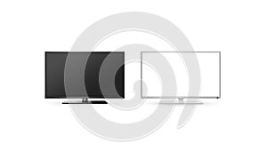 TV lcd flat screen mock up isolated, black and white set