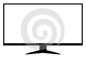 Tv lcd wide screen isolated on white, blank screen display flat television digital, modern television display for design