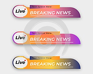 tv news bar. bars newspaper. social media bars. Television broadcast media title banner. title bar