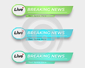 tv news bar. bars newspaper. social media bars. Television broadcast media title banner. title bar