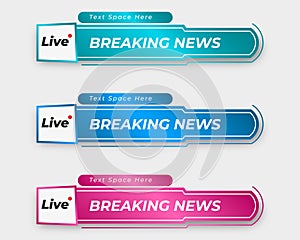 tv news bar. bars newspaper. social media bars. Television broadcast media title banner. title bar