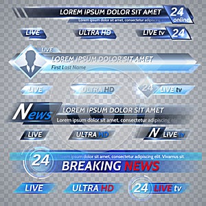 Tv news and streaming video vector banners