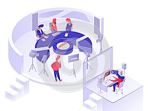 TV news studio isometric