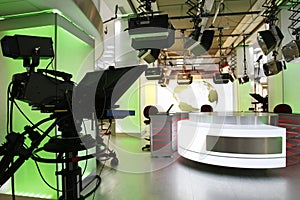 TV news studio setup