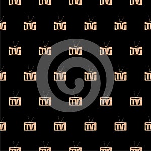 TV old seamless pattern isolated on black background