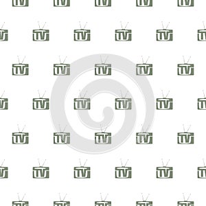 TV old seamless pattern isolated on white background