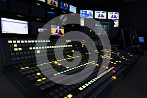 TV Production Switcher in Control Room