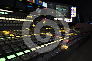 TV Production Switcher in Control Room